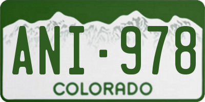 CO license plate ANI978