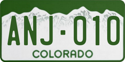 CO license plate ANJ010