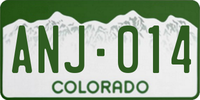 CO license plate ANJ014