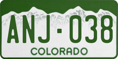 CO license plate ANJ038