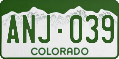 CO license plate ANJ039