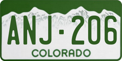 CO license plate ANJ206