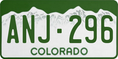 CO license plate ANJ296