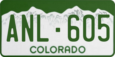 CO license plate ANL605