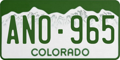 CO license plate ANO965