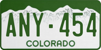 CO license plate ANY454