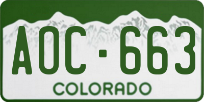 CO license plate AOC663