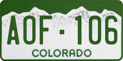CO license plate AOF106