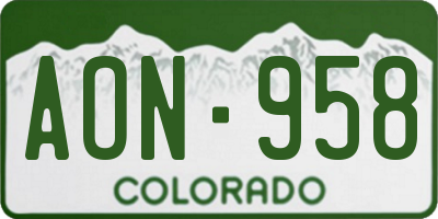 CO license plate AON958