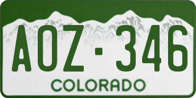 CO license plate AOZ346