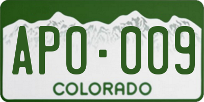 CO license plate APO009