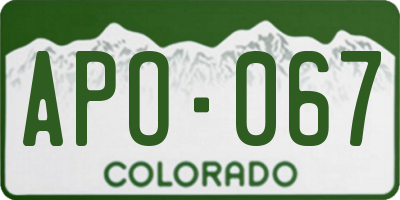 CO license plate APO067