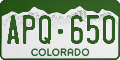 CO license plate APQ650