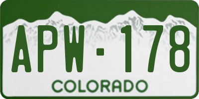 CO license plate APW178