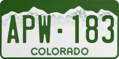 CO license plate APW183