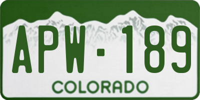 CO license plate APW189