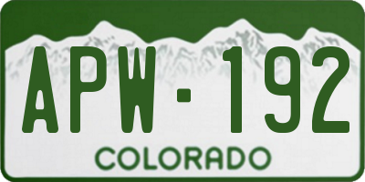 CO license plate APW192