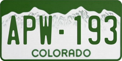 CO license plate APW193