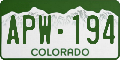 CO license plate APW194