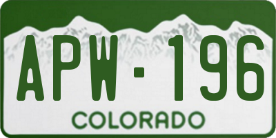 CO license plate APW196