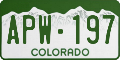 CO license plate APW197