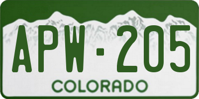 CO license plate APW205