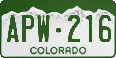 CO license plate APW216