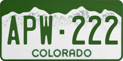 CO license plate APW222