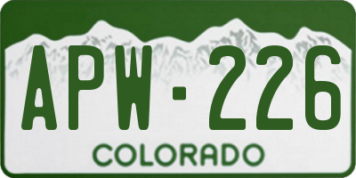 CO license plate APW226