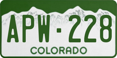 CO license plate APW228
