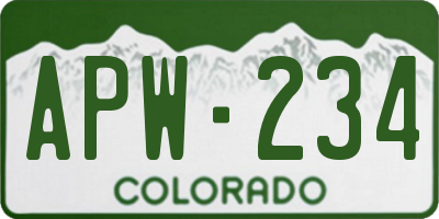 CO license plate APW234