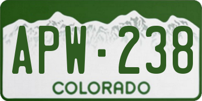 CO license plate APW238