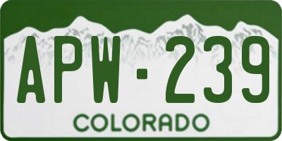 CO license plate APW239