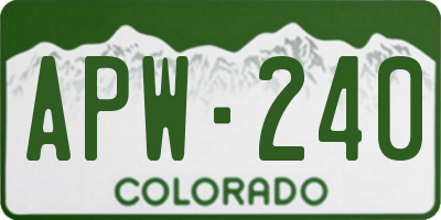 CO license plate APW240
