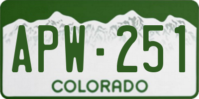 CO license plate APW251