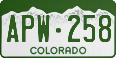 CO license plate APW258