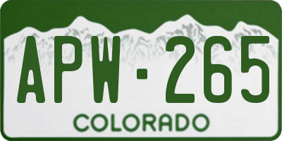 CO license plate APW265