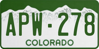 CO license plate APW278