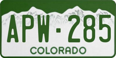 CO license plate APW285