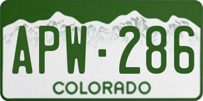 CO license plate APW286