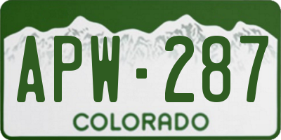 CO license plate APW287