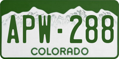 CO license plate APW288
