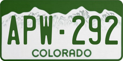 CO license plate APW292