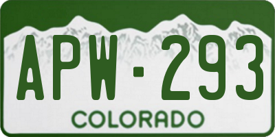 CO license plate APW293