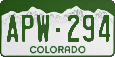 CO license plate APW294
