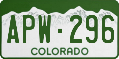 CO license plate APW296
