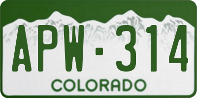 CO license plate APW314