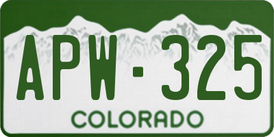 CO license plate APW325