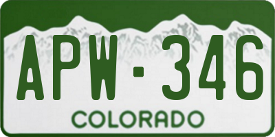 CO license plate APW346