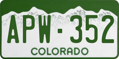 CO license plate APW352
